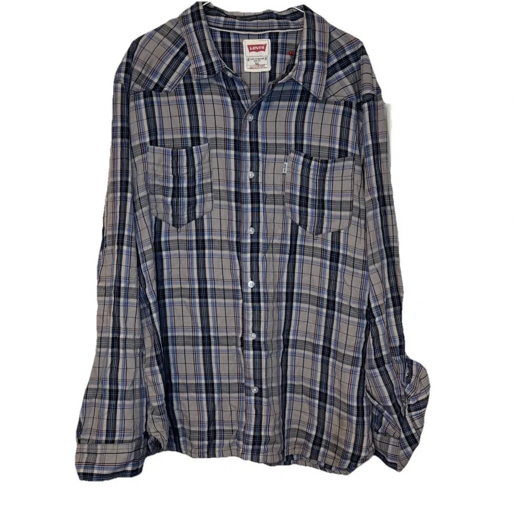 Levi's Mens Shirt Modern Plaid Flannel Long Sleeve Button Up Relaxed Cotton XL‎